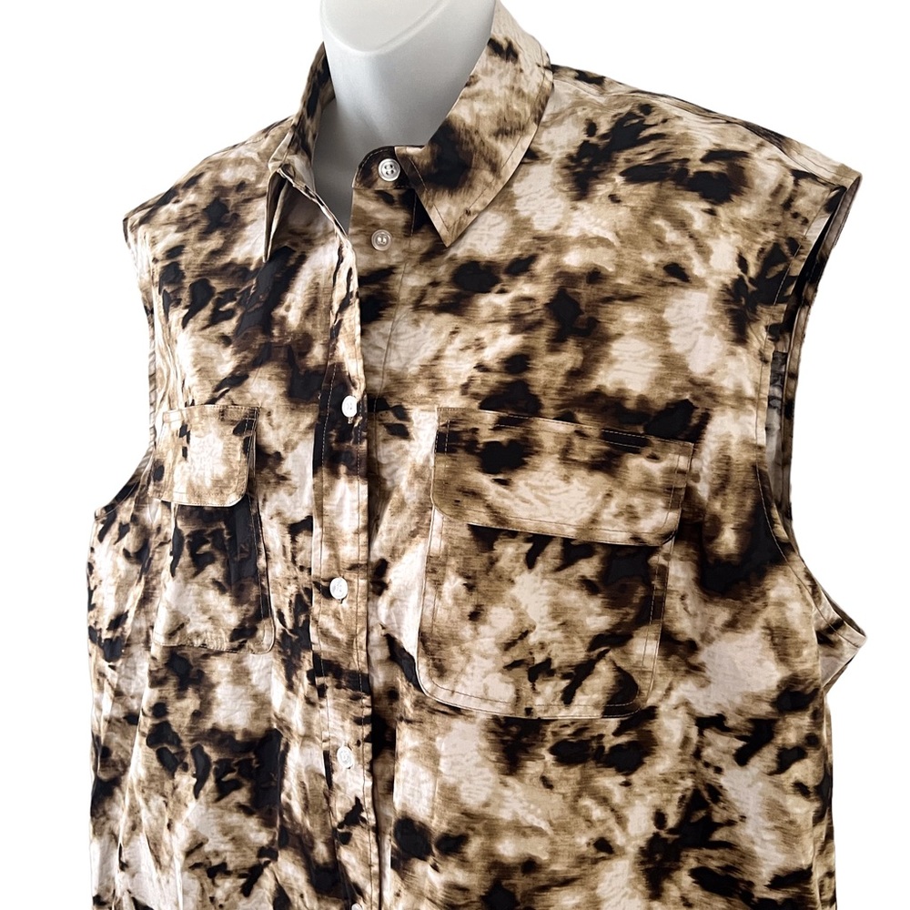 Samsoe Samsoe Button Down Camouflage Clay Sleevel… - image 2